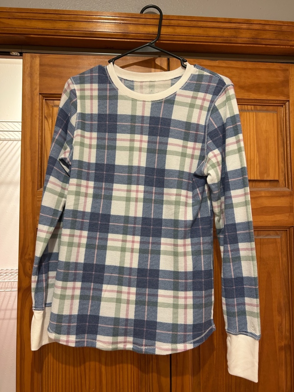Cuddl Duds Long Sleeve Plaid Thermal Tee - Blue, White, Green, Pink
